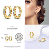 925 Silver Moon Star Sun Pave Love Hoop Earrings
