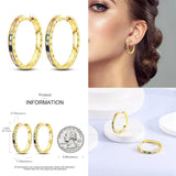 925 Silver Moon Star Sun Pave Love Hoop Earrings