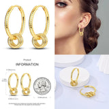 925 Silver Moon Star Sun Pave Love Hoop Earrings