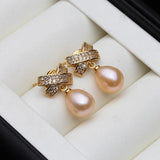 Fresh Water Pearl Drop Earrings, Gold Plated 925 Sterling Silver for Women