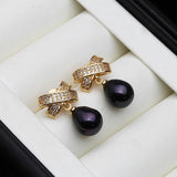 Fresh Water Pearl Drop Earrings, Gold Plated 925 Sterling Silver for Women