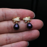 Fresh Water Pearl Drop Earrings, Gold Plated 925 Sterling Silver for Women