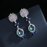 925 Silver Opal and Diamond Oval Earrings