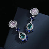 925 Silver Opal and Diamond Oval Earrings