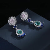 925 Silver Opal and Diamond Oval Earrings