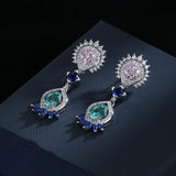 925 Silver Opal and Diamond Oval Earrings