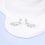 925 Silver Women Hoop Earrings with Colored Zircon Moon Star