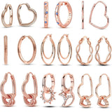 925 Silver Hoops Earrings Classic Style Women Circle Sun Rose