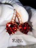 Red Heart Cubic Zircon Hoop Earrings Rose Plated Engagement Bijoux E014