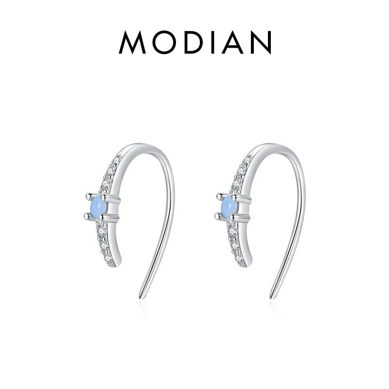 925 Silver U Shape Opal Stud Earrings Rose Jewelry For Women