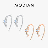 925 Silver U Shape Opal Stud Earrings Rose Jewelry For Women
