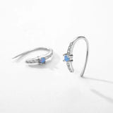 925 Silver U Shape Opal Stud Earrings Rose Jewelry For Women