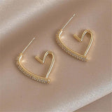 925 Silver Needle Zircon Love Earrings Real Plating