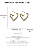 925 Silver Needle Zircon Love Earrings Real Plating