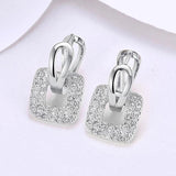 925 Silver Square Hoop Earrings 18K Women Wedding Party Jewelry