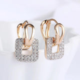 925 Silver Square Hoop Earrings 18K Women Wedding Party Jewelry