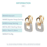 925 Silver Square Hoop Earrings 18K Women Wedding Party Jewelry