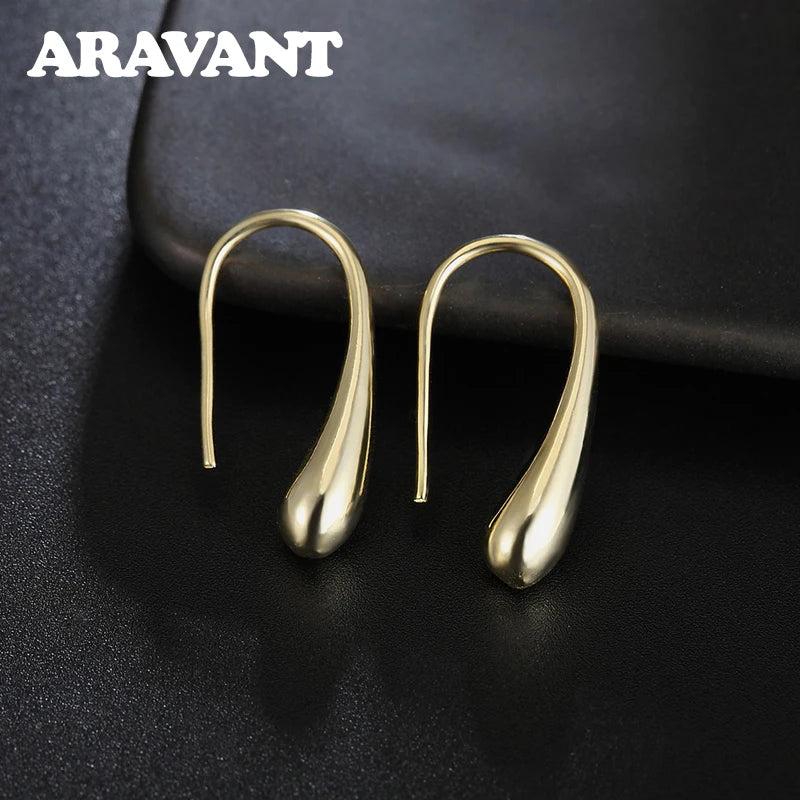 925 Silver Water Drop Earrings Wedding Jewelry 3 Colors