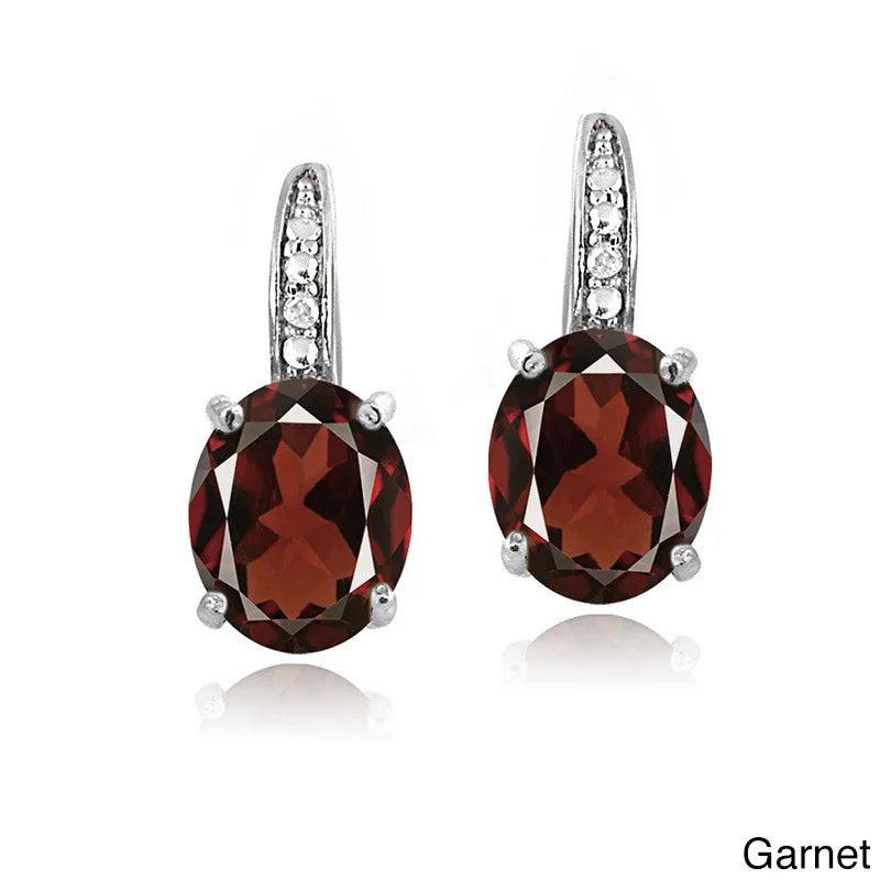 925 Silver Earrings Colorful Amethyst 18k Ear Buckle Jewelry Gift