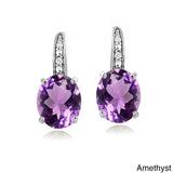 925 Silver Earrings Colorful Amethyst 18k Ear Buckle Jewelry Gift