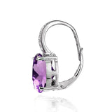 925 Silver Earrings Colorful Amethyst 18k Ear Buckle Jewelry Gift