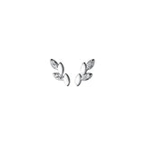 925 Silver Zircon Leaf Stud Earrings 18k Plated for Women