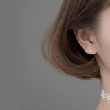 925 Silver Zircon Leaf Stud Earrings 18k Plated for Women