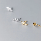 925 Silver Zircon Leaf Stud Earrings 18k Plated for Women