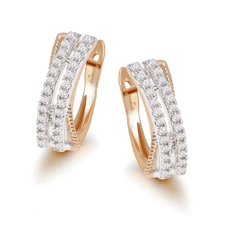 18k Micro CZ X Shaped Hoop Earrings AAA+ Nickel