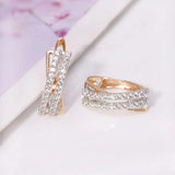 18k Micro CZ X Shaped Hoop Earrings AAA+ Nickel