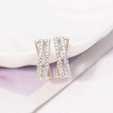 18k Micro CZ X Shaped Hoop Earrings AAA+ Nickel