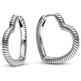 925 Silver Rose Double Circle Heart Hoop Earrings