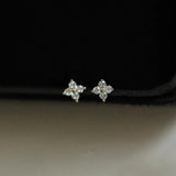 925 Silver Zircon Small Flowers Stud Earrings For Women