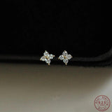 925 Silver Zircon Small Flowers Stud Earrings For Women