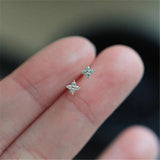 925 Silver Zircon Small Flowers Stud Earrings For Women