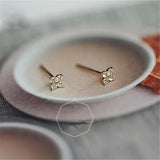 925 Silver Zircon Small Flowers Stud Earrings For Women