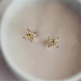 925 Silver Zircon Small Flowers Stud Earrings For Women