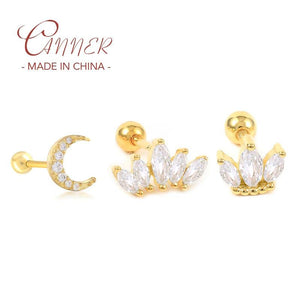 925 Sterling Silver Zircon Crystal Stud Earrings Wedding Engagement Jewelry