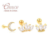 925 Sterling Silver Zircon Crystal Stud Earrings Wedding Engagement Jewelry