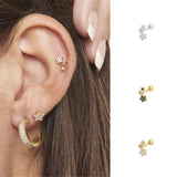 925 Sterling Silver Zircon Crystal Stud Earrings Wedding Engagement Jewelry