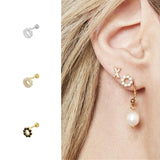 925 Sterling Silver Zircon Crystal Stud Earrings Wedding Engagement Jewelry