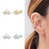 925 Sterling Silver Zircon Crystal Stud Earrings Wedding Engagement Jewelry
