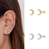 925 Sterling Silver Zircon Crystal Stud Earrings Wedding Engagement Jewelry