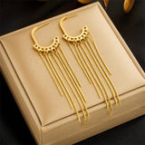 316L Stainless Steel Geometric Tassel Earrings Waterproof Jewelry
