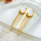 316L Stainless Steel Geometric Tassel Earrings Waterproof Jewelry
