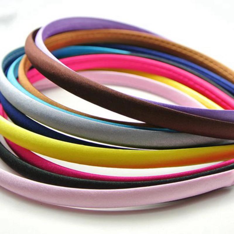 10 Mixed Plastic Headband Covered Satin Hair Band 9mm