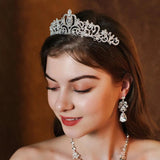 Elegance Pearl Bridal Tiara Wedding Headpiece Rhinestone Bride Hair Jewelry