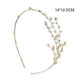 Golden Crystal Headband Leaf Shaped Crown Wedding Hair Jewelry