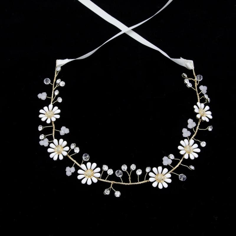 Daisy Flower Crown Tiara Crystal Hairband Wedding Hair Accessories