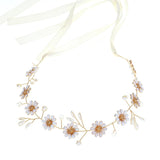 Daisy Flower Crown Tiara Crystal Hairband Wedding Hair Accessories
